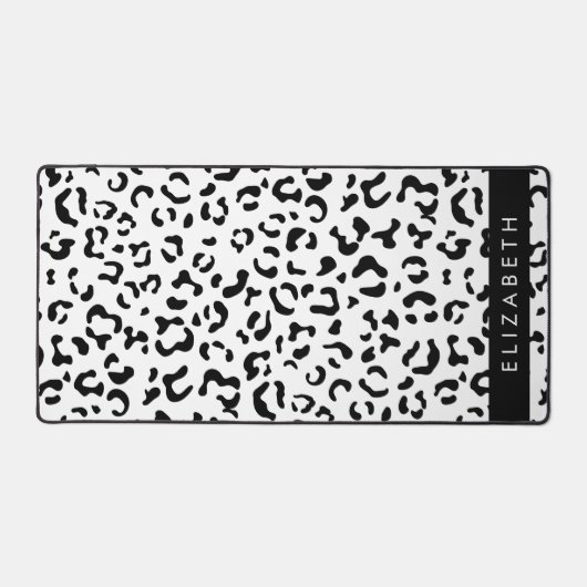 Leopardrucke, Spots, Schwarzweiß, Ihr Name Schreibtischunterlage (Vorderseite)