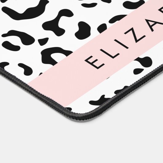 Leopardrucke, Spots, Schwarzweiß, Ihr Name Schreibtischunterlage (Ecke)