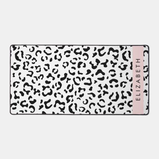 Leopardrucke, Spots, Schwarzweiß, Ihr Name Schreibtischunterlage (Vorderseite)