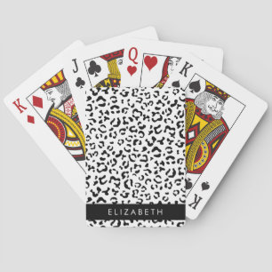 Leopardrucke, Spots, Schwarzweiß, Ihr Name Spielkarten