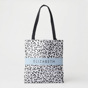 Leopardrucke, Spots, Schwarzweiß, Ihr Name Tasche