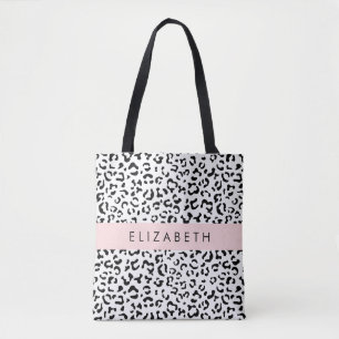 Leopardrucke, Spots, Schwarzweiß, Ihr Name Tasche