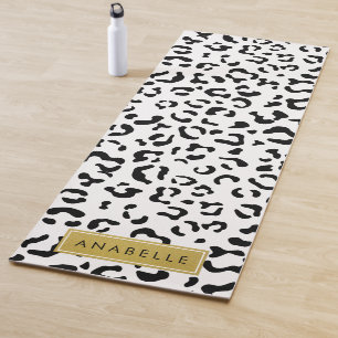 Leopardrucke, Spots, Schwarzweiß, Ihr Name Yogamatte