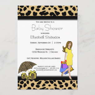 Leopardrucke und Yellow Shopping Mami Einladung