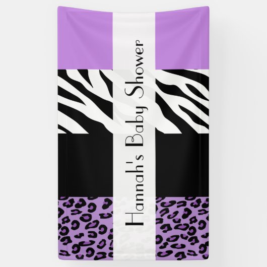 Leopardrucke, Zebra Print, Babydusche Banner (Vertikal)