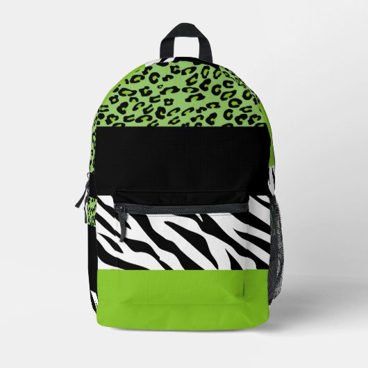 Leopardrucke, Zebra Print, Tierdruck, grün Bedruckter Rucksack (Vorderseite)
