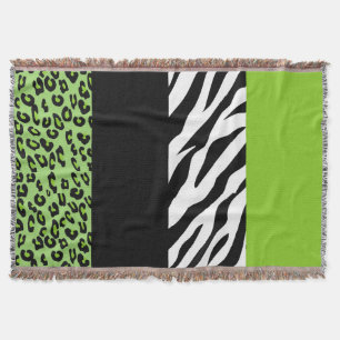 Leopardrucke, Zebra Print, Tierdruck, grün Decke