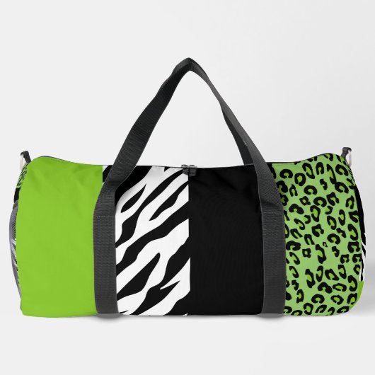 Leopardrucke, Zebra Print, Tierdruck, grün Duffle Bag (Rückseite)