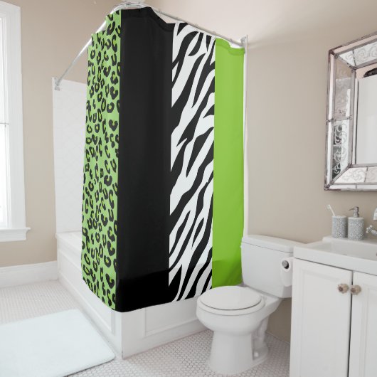 Leopardrucke, Zebra Print, Tierdruck, grün Duschvorhang (Beispiel)
