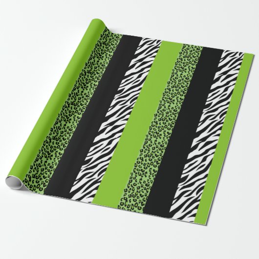 Leopardrucke, Zebra Print, Tierdruck, grün Geschenkpapier (Ungerollt)