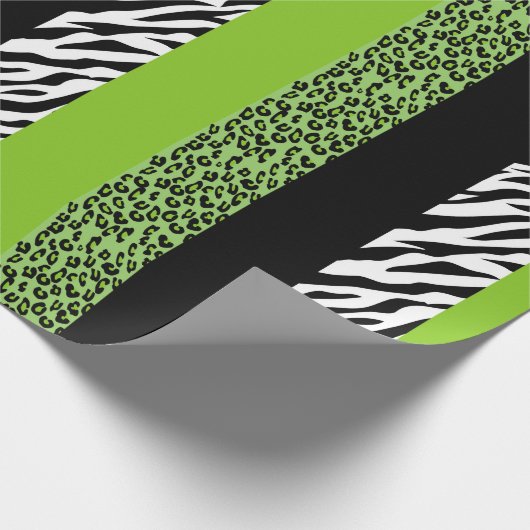 Leopardrucke, Zebra Print, Tierdruck, grün Geschenkpapier (Ecke)