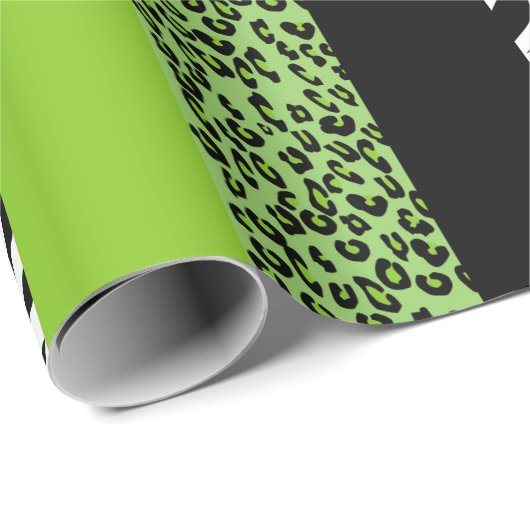 Leopardrucke, Zebra Print, Tierdruck, grün Geschenkpapier (Rolleneckpunkt)