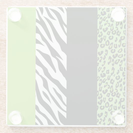 Leopardrucke, Zebra Print, Tierdruck, grün Glasuntersetzer (Rückseite)