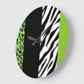 Leopardrucke, Zebra Print, Tierdruck, grün Große Wanduhr (Winkel)