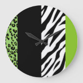 Leopardrucke, Zebra Print, Tierdruck, grün Große Wanduhr (Vorderseite)