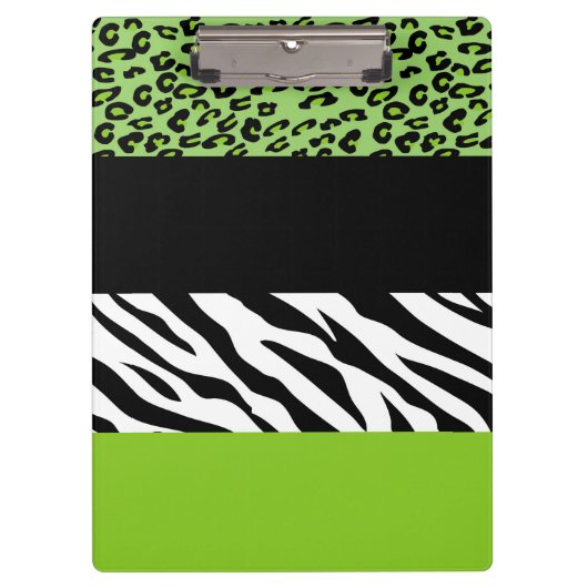 Leopardrucke, Zebra Print, Tierdruck, grün Klemmbrett (Vorderseite)