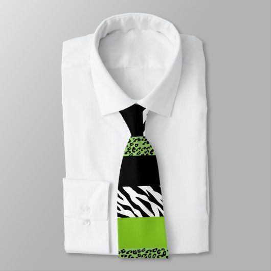 Leopardrucke, Zebra Print, Tierdruck, grün Krawatte (Gebunden)
