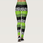 Leopardrucke, Zebra Print, Tierdruck, grün Leggings (Rückseite)