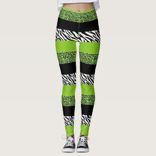 Leopardrucke, Zebra Print, Tierdruck, grün Leggings