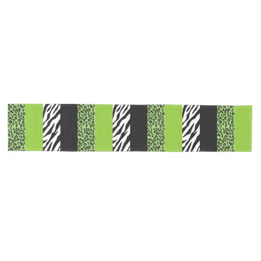 Leopardrucke, Zebra Print, Tierdruck, grün Mittelgroßer Tischläufer (Horizontal)