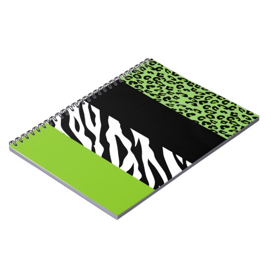 Leopardrucke, Zebra Print, Tierdruck, grün Notizblock (Linke Seite)