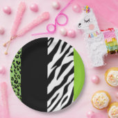 Leopardrucke, Zebra Print, Tierdruck, grün Pappteller (Party)