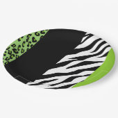 Leopardrucke, Zebra Print, Tierdruck, grün Pappteller (Schrägansicht)