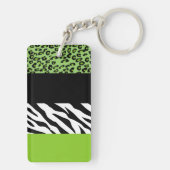 Leopardrucke, Zebra Print, Tierdruck, grün Schlüsselanhänger (Rückseite)