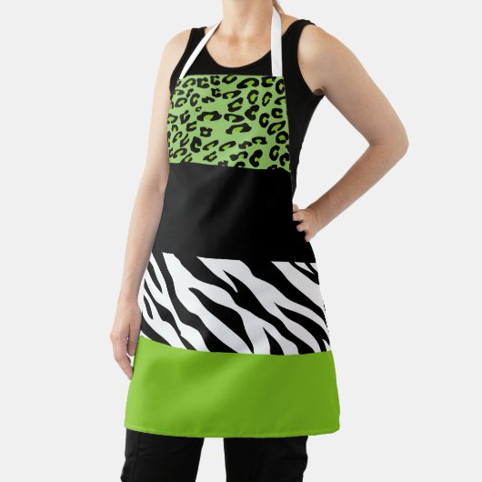 Leopardrucke, Zebra Print, Tierdruck, grün Schürze (InSitu)