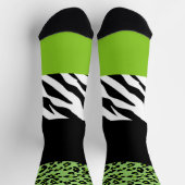 Leopardrucke, Zebra Print, Tierdruck, grün Socken (Oben)