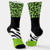 Leopardrucke, Zebra Print, Tierdruck, grün Socken (Gewinkelt)