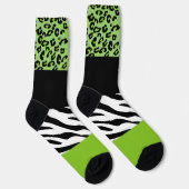 Leopardrucke, Zebra Print, Tierdruck, grün Socken (Rechts)