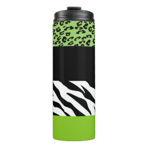 Leopardrucke, Zebra Print, Tierdruck, grün Thermosbecher