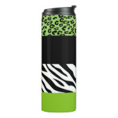 Leopardrucke, Zebra Print, Tierdruck, grün Thermosbecher (Nach links gedreht)