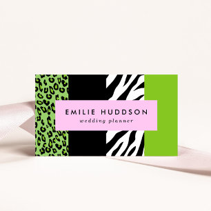 Leopardrucke, Zebra Print, Tierdruck, grün Visitenkarte