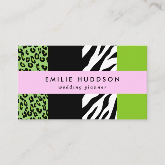 Leopardrucke, Zebra Print, Tierdruck, grün Visitenkarte (Vorderseite)