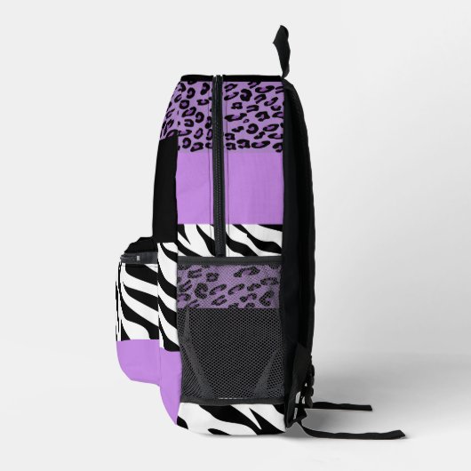 Leopardrucke, Zebra Print, Tierdruck, Lila Bedruckter Rucksack (Rechts)
