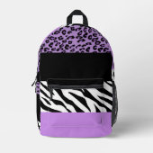 Leopardrucke, Zebra Print, Tierdruck, Lila Bedruckter Rucksack (Vorderseite)