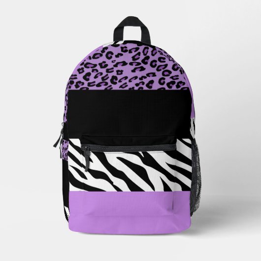 Leopardrucke, Zebra Print, Tierdruck, Lila Bedruckter Rucksack (Vorderseite)