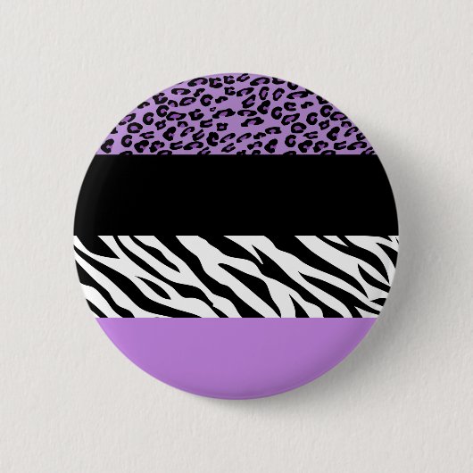 Leopardrucke, Zebra Print, Tierdruck, Lila Button (Vorderseite)