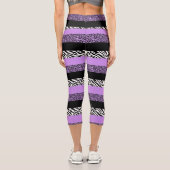Leopardrucke, Zebra Print, Tierdruck, Lila Capri Leggings (Rückseite)