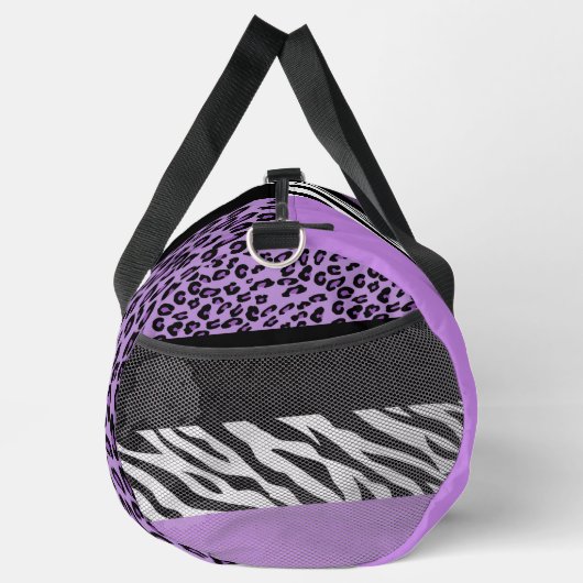 Leopardrucke, Zebra Print, Tierdruck, Lila Duffle Bag (Rechts)