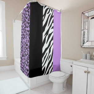 Leopardrucke, Zebra Print, Tierdruck, Lila Duschvorhang