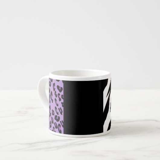 Leopardrucke, Zebra Print, Tierdruck, Lila Espressotasse (Vorderseite Links)