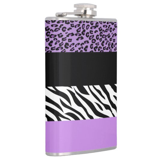 Leopardrucke, Zebra Print, Tierdruck, Lila Flachmann (Rechts)