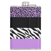 Leopardrucke, Zebra Print, Tierdruck, Lila Flachmann (Rückseite)