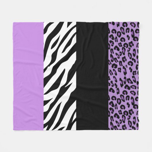 Leopardrucke, Zebra Print, Tierdruck, Lila Fleecedecke (Vorderseite (Horizontal))