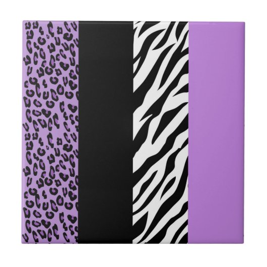 Leopardrucke, Zebra Print, Tierdruck, Lila Fliese (Vorderseite)