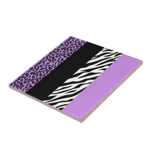 Leopardrucke, Zebra Print, Tierdruck, Lila Fliese (Seite)