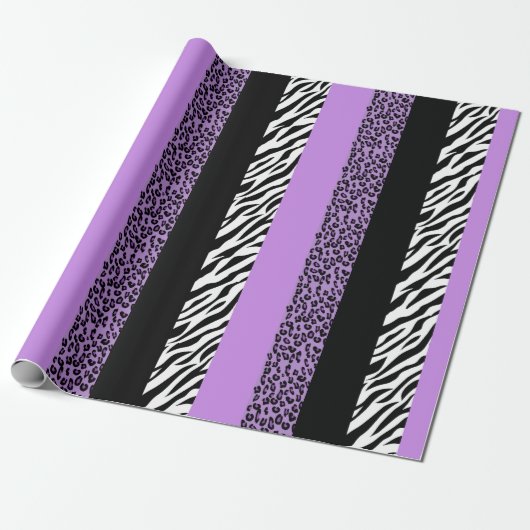 Leopardrucke, Zebra Print, Tierdruck, Lila Geschenkpapier (Ungerollt)